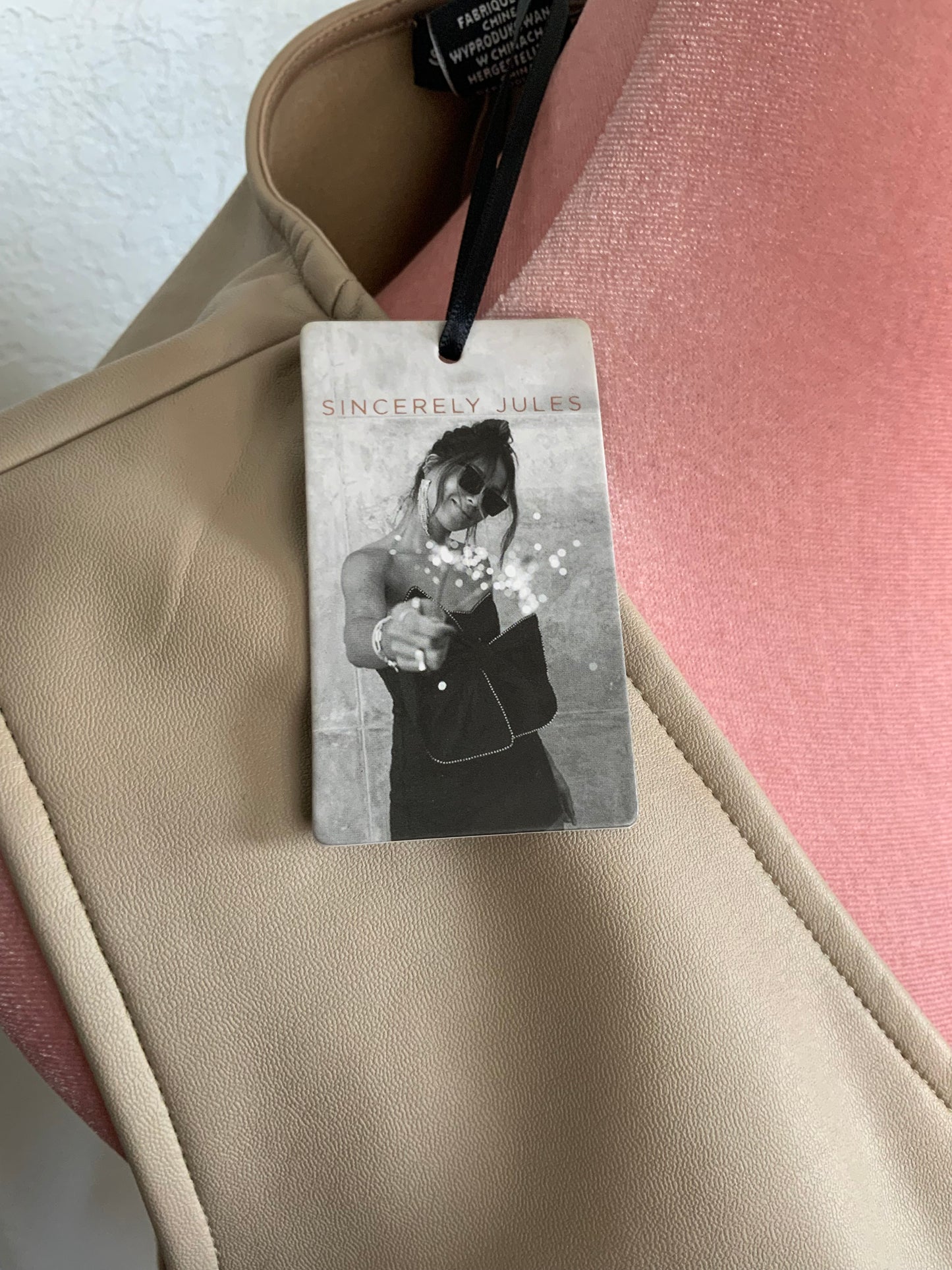 NWT Sincerely Jules Faux Leather Nude Bodysuit