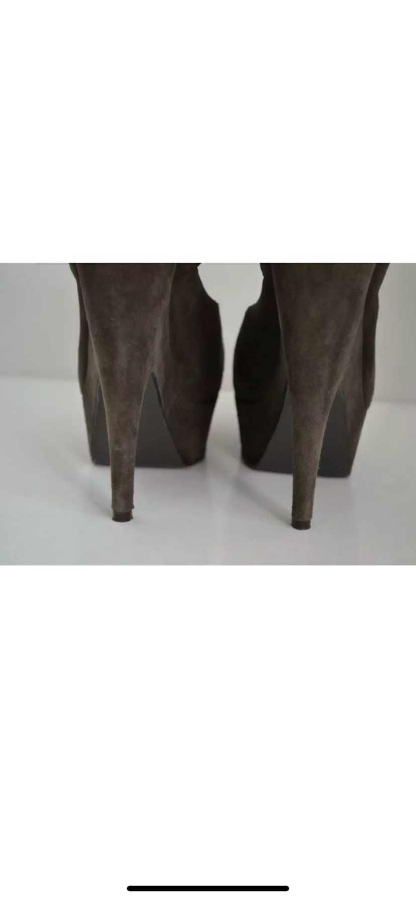 YSL/Yves Saint Laurent Taupe Suede Platform Heels w/Ankle Strap