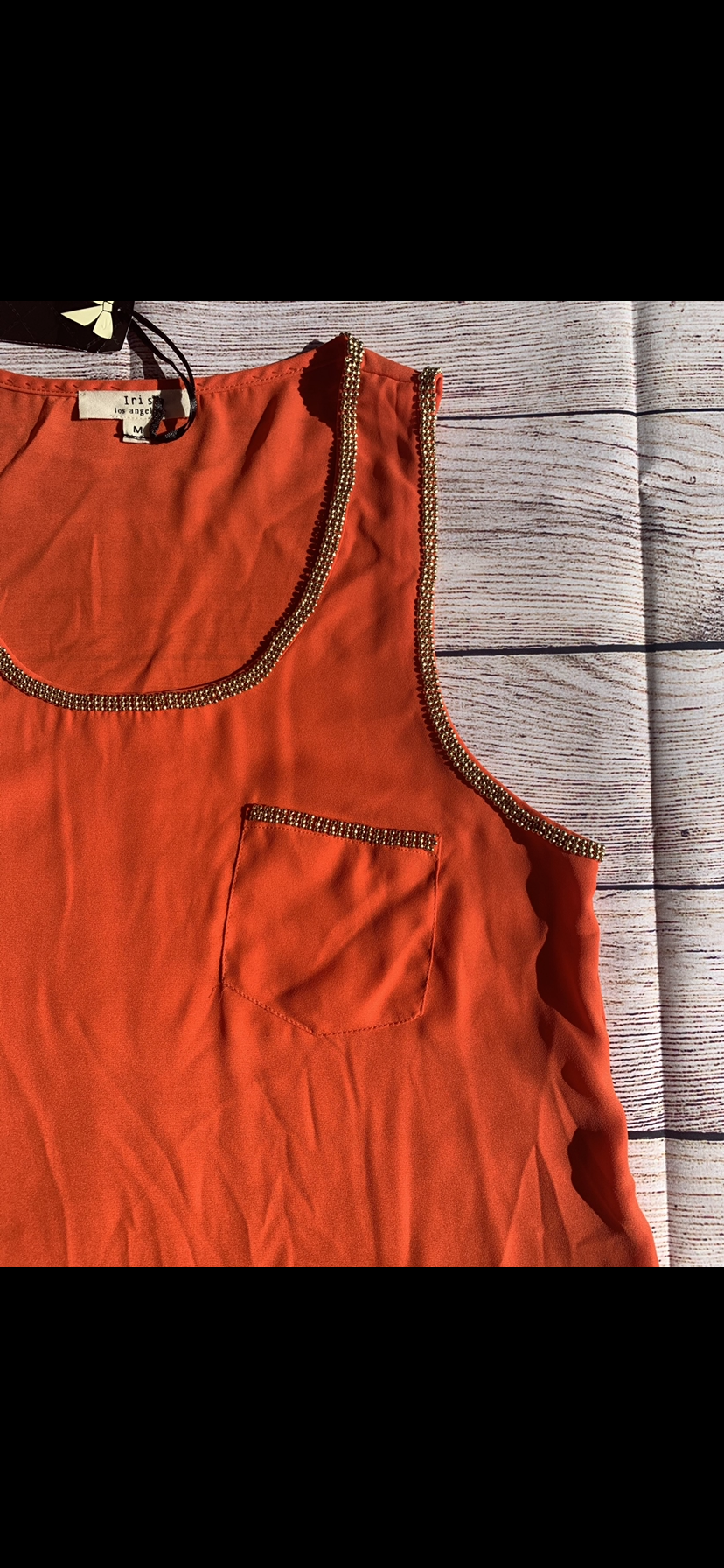 Iris Basic Los Angeles Orange Top with Gold Detail
