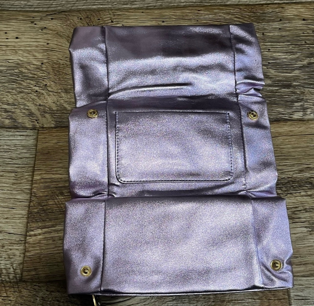Versace Parfums purple satin bow clutch bag