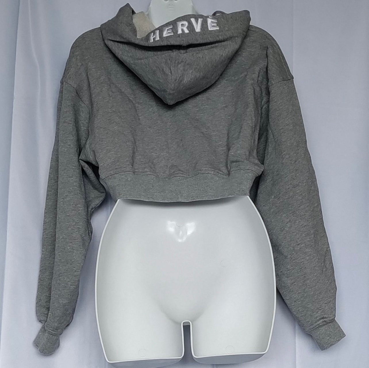 Herve by Herve Leger Cropped Hooded Sweatshirt
