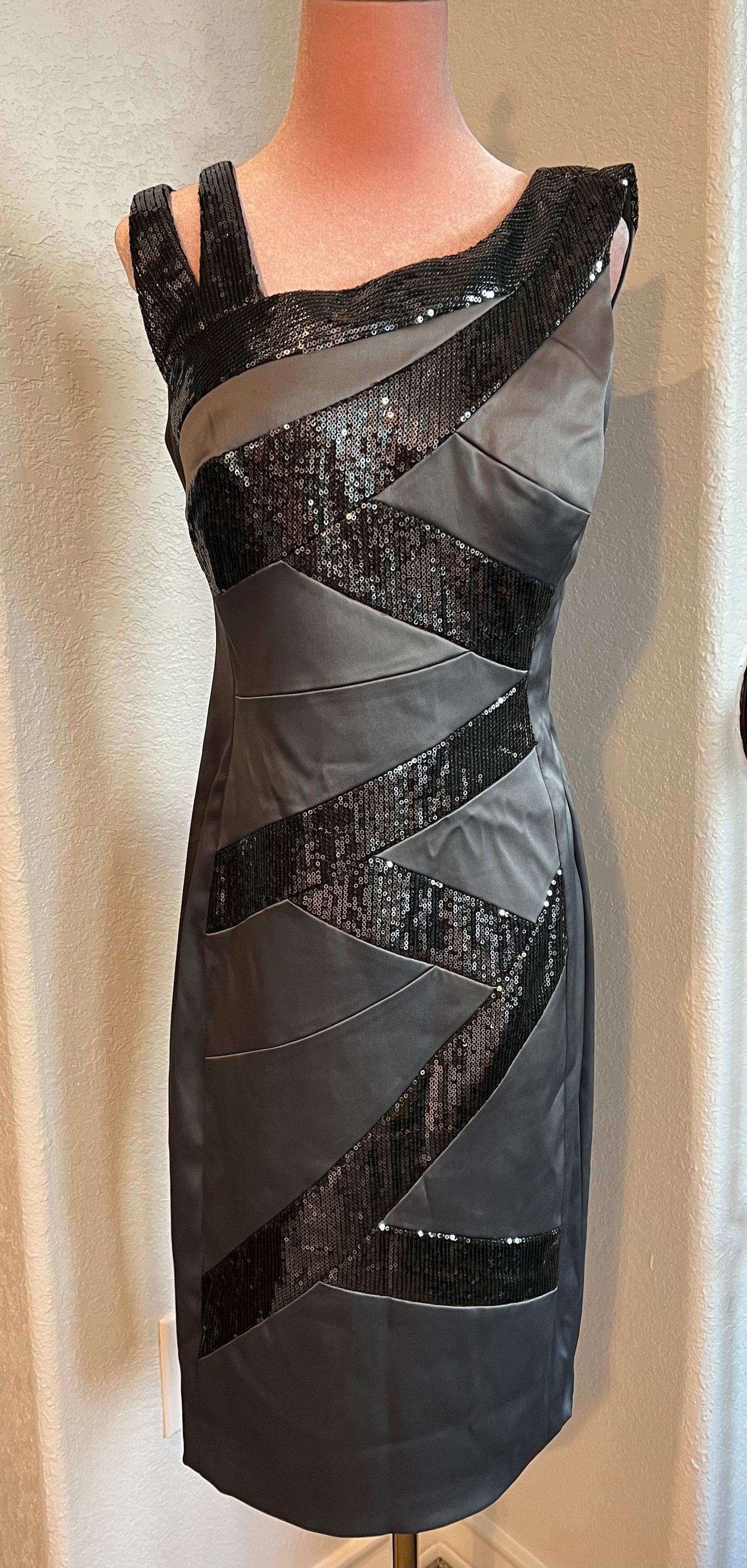 Signature By Sangria Gray Sequence Dress