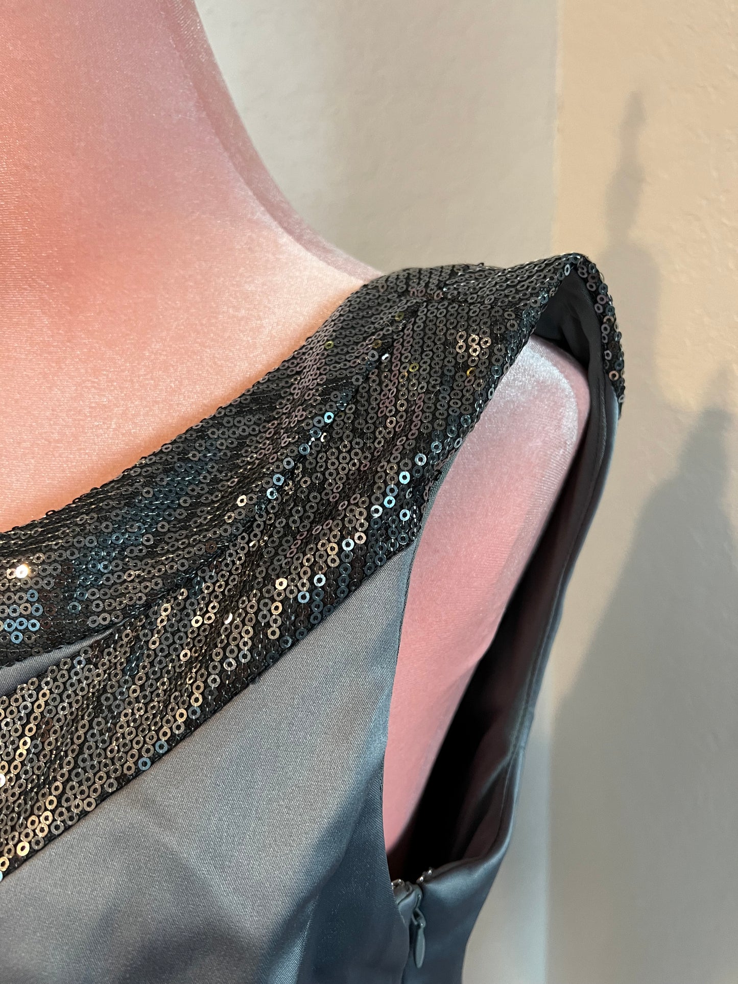 Signature By Sangria Gray Sequence Dress