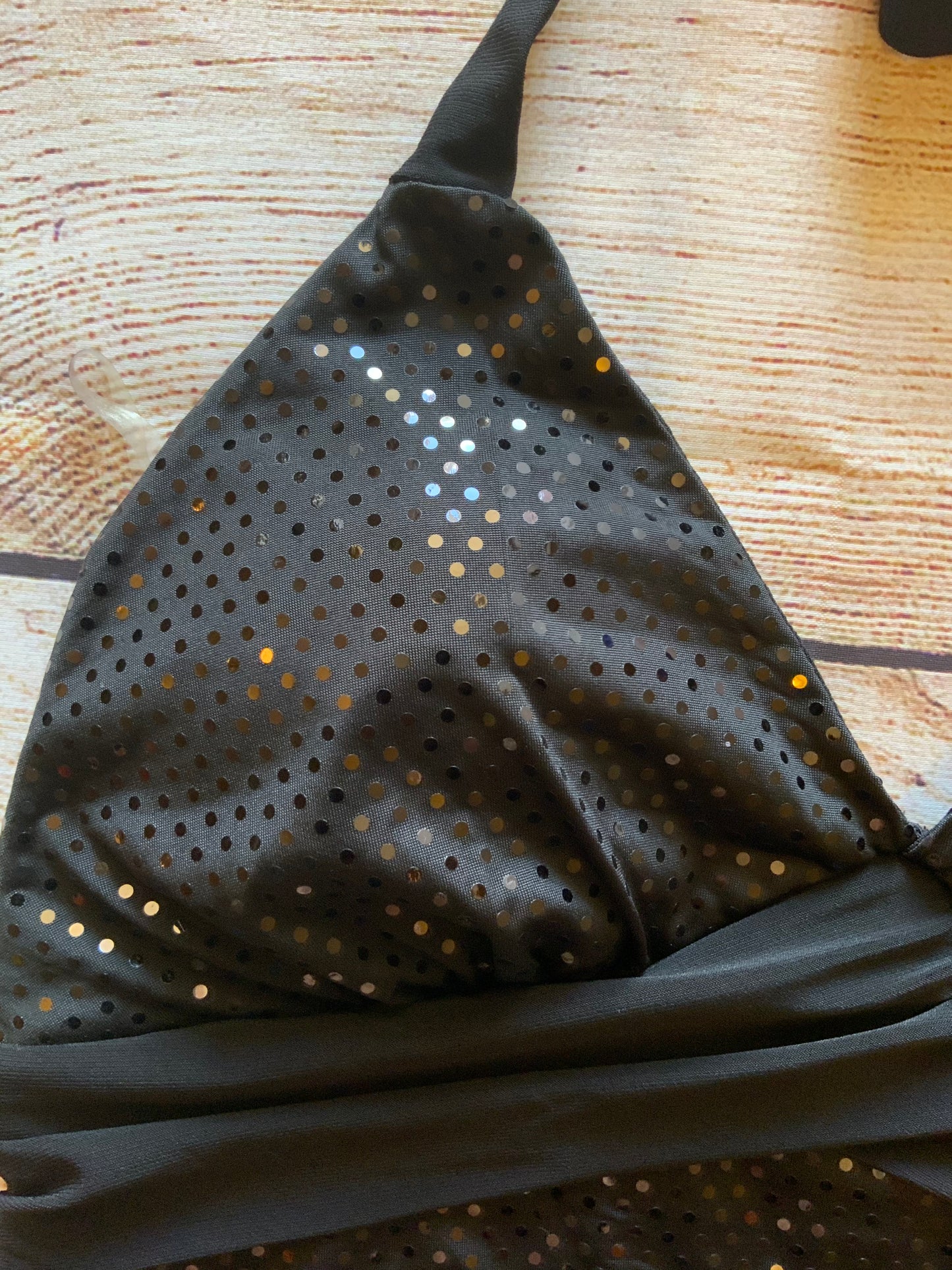 NWT Wet Seal Black And Sequence Halter Top