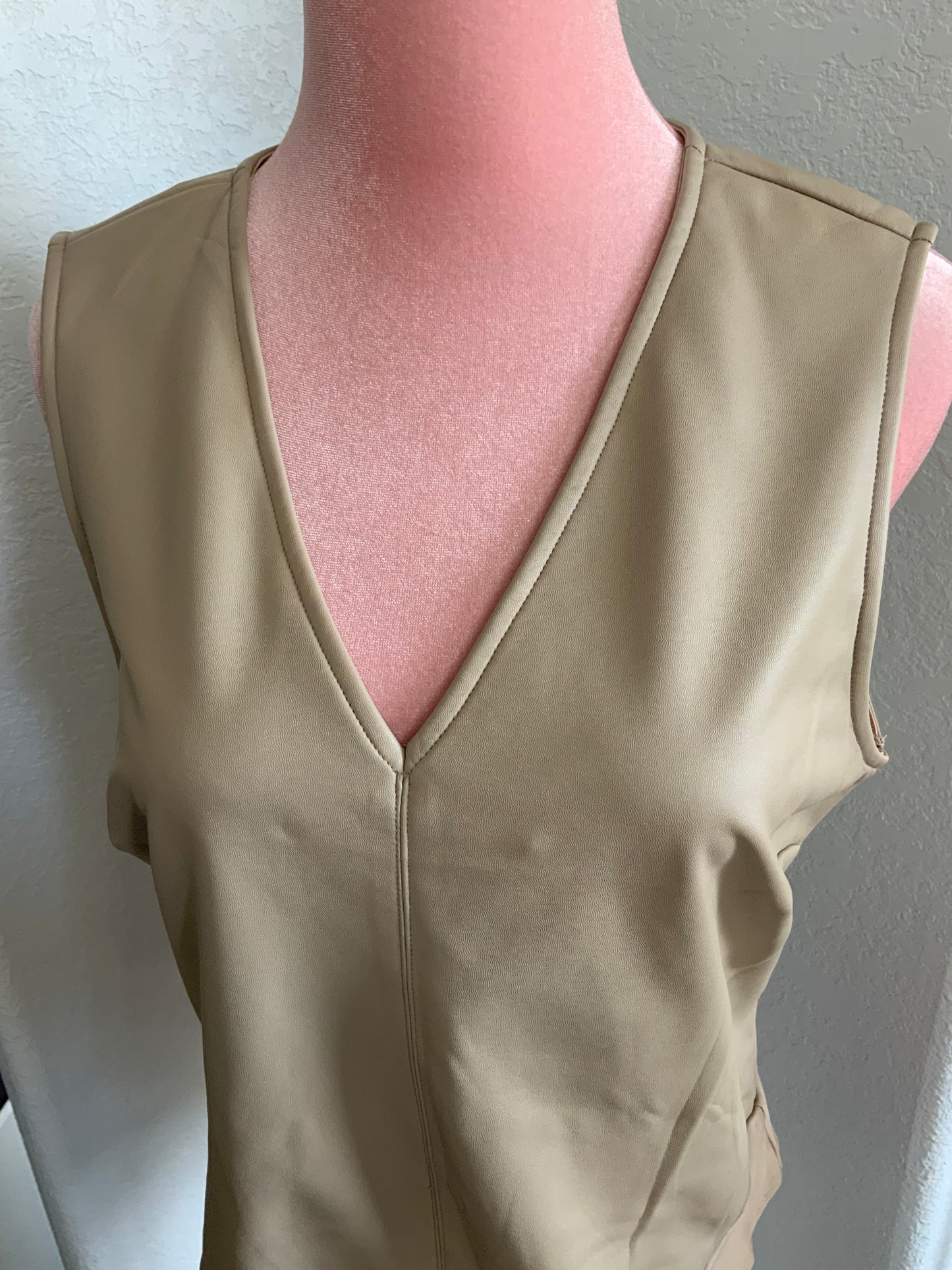 NWT Sincerely Jules Faux Leather Nude Bodysuit