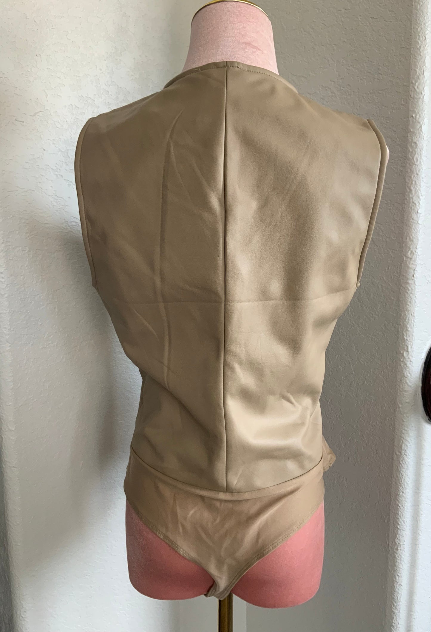 NWT Sincerely Jules Faux Leather Nude Bodysuit