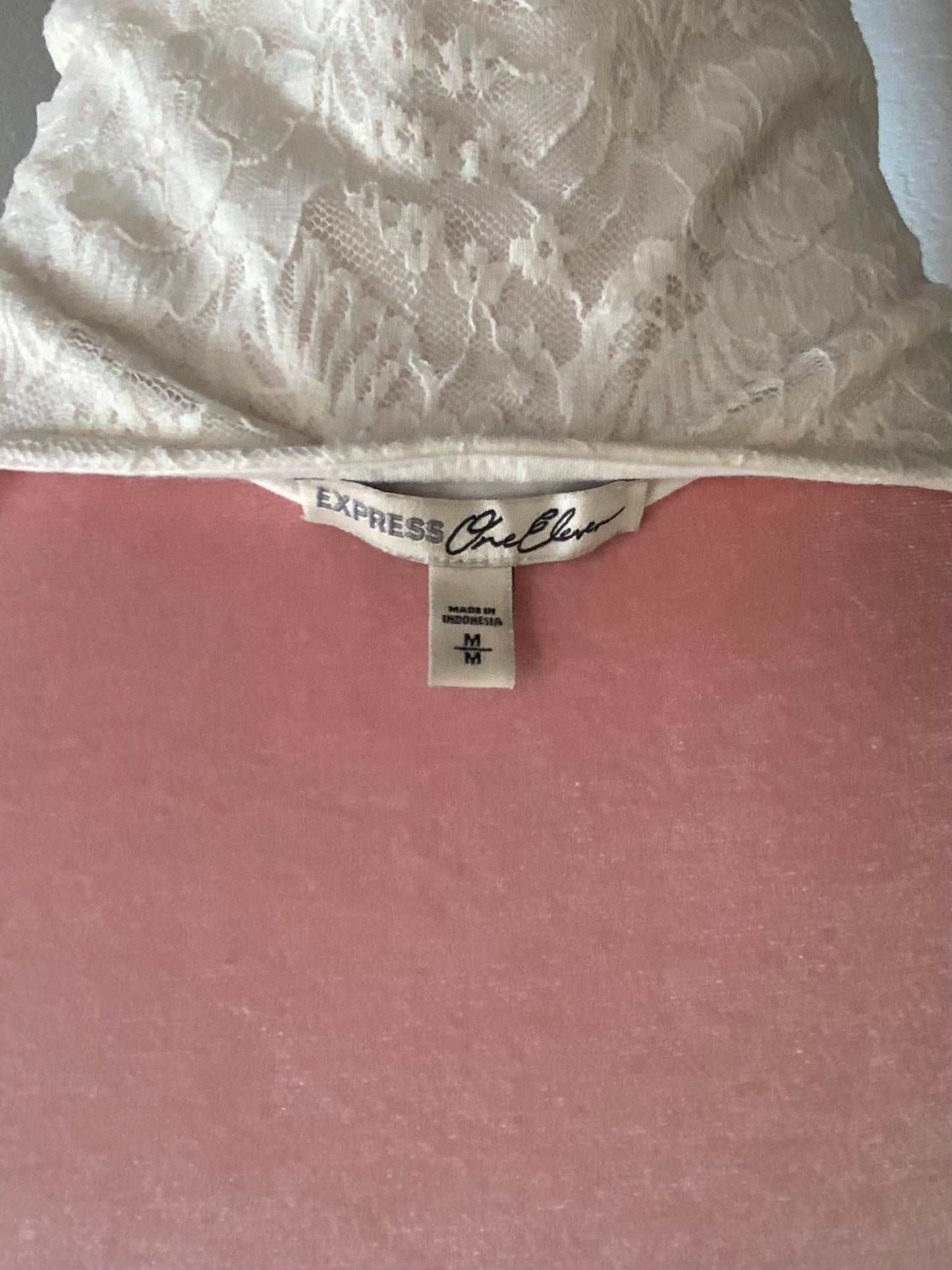 Express One Eleven Ivory Lace Bodysuit