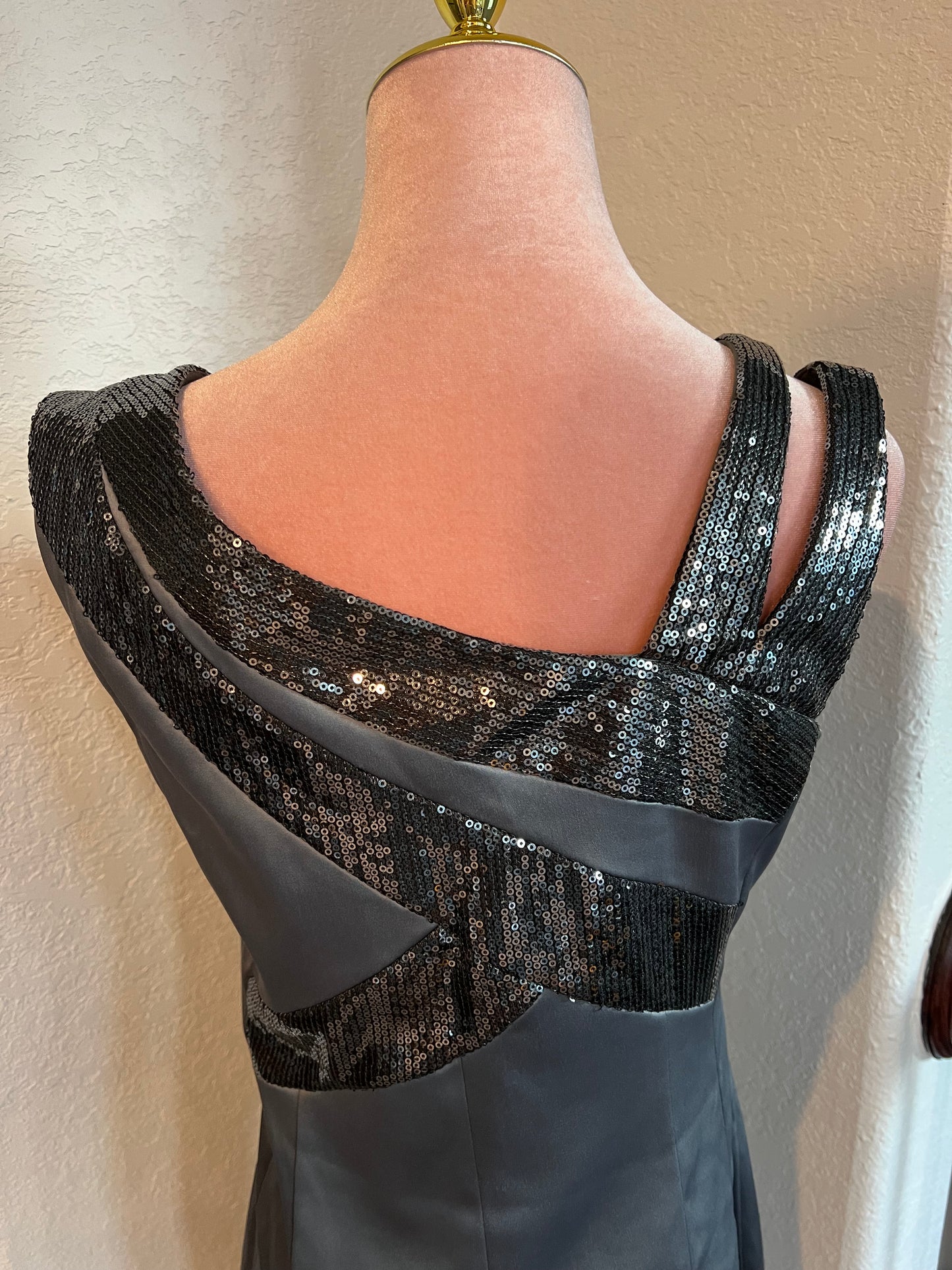 Signature By Sangria Gray Sequence Dress