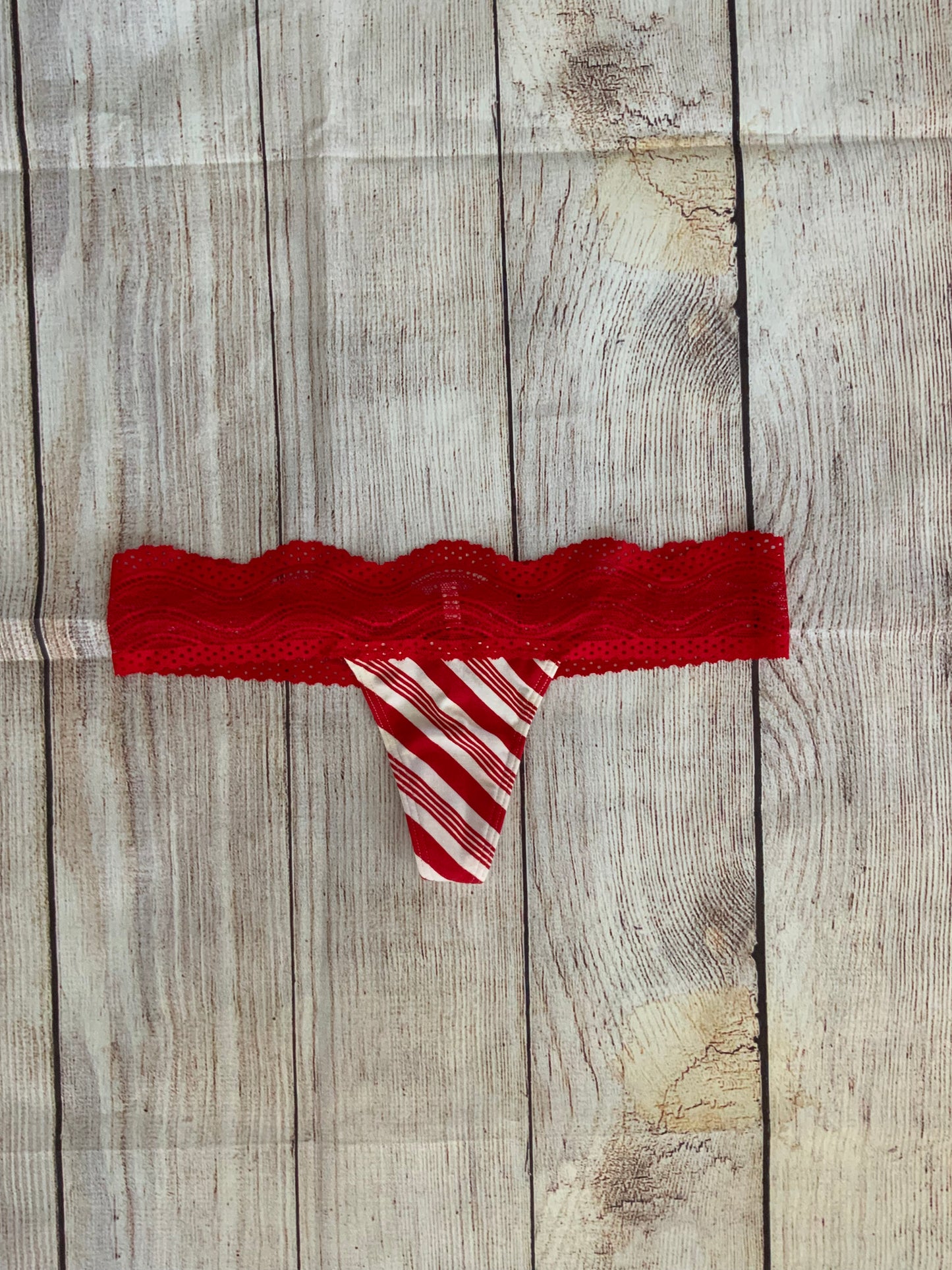 NWT Pink Victoria’s Secret Red And White Thong