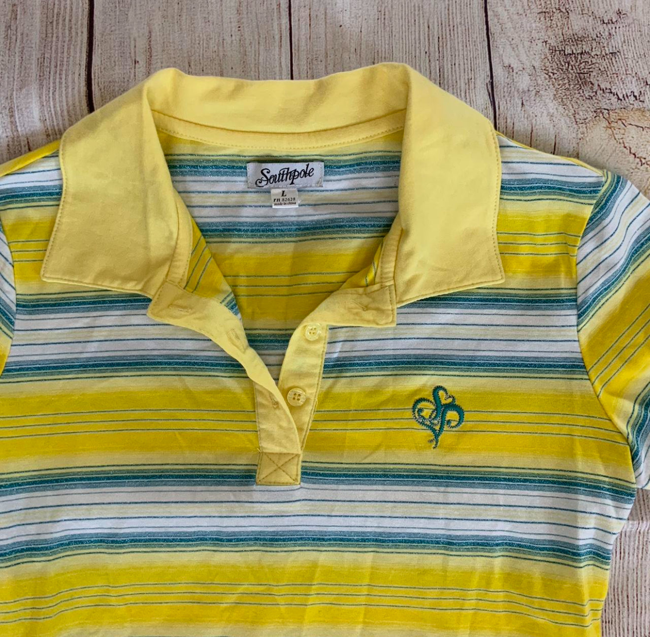 Southpole yellow and turquoise polo shirt