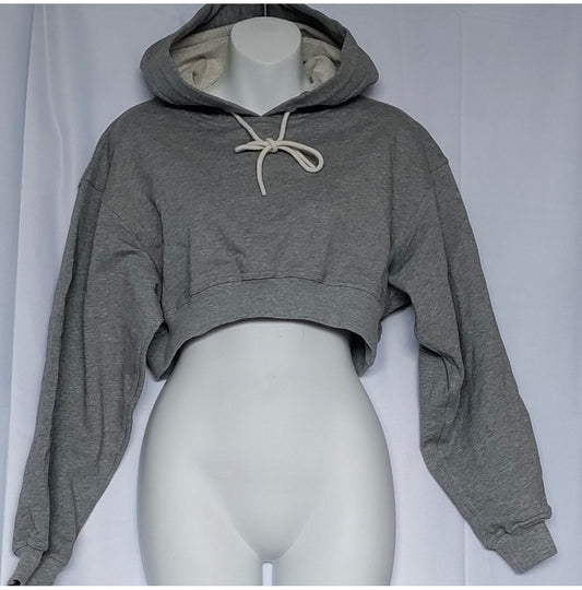 Herve by Herve Leger Cropped Hooded Sweatshirt